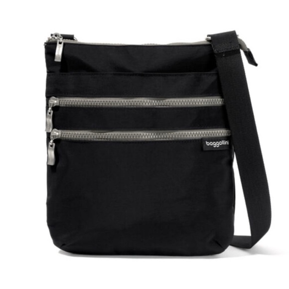 Baggallini Comrade Three Zip Crossbody Bag Black - Picture 1 of 10